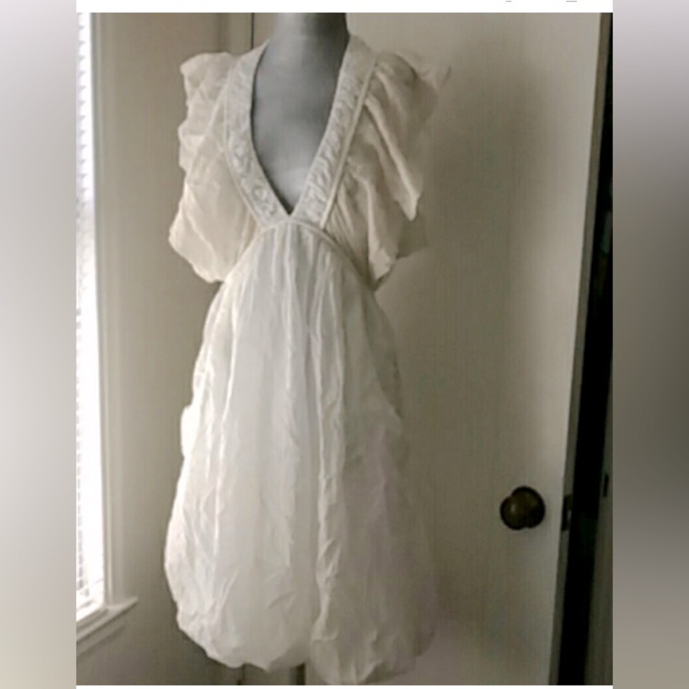 Tony Cohen Flutter frill silk cotton blend dress size 6